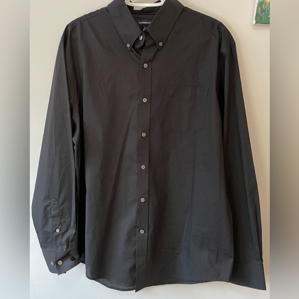 Croft & Barrow Black Semi-sheer Button Down Shirt